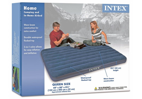 Двухместный надувной матрас Intex Classic Downy Bed (Queen), 152х203х22 см 68759