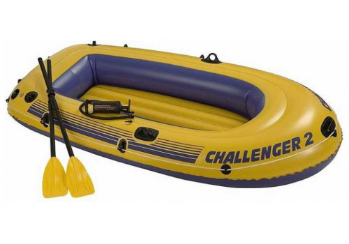 68367 Двухместная надувная лодка Intex Challenger-2 Set + пластиковые вёсла и насос