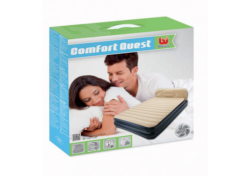 67483 Надувная кровать Soft-Back Elevated Airbed(Queen) Bestway 226х152х74 см со встроенным насосом