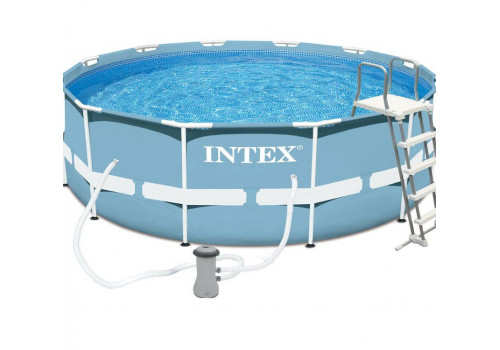 28718 Каркасный бассейн круглый Intex, 366х99см, фильтр-насос картриджный 2006л/ч+лестница