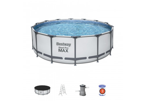 5612X Bestway Круглый каркасный бассейн 427х122см+фильтр-насос, лестница, тент