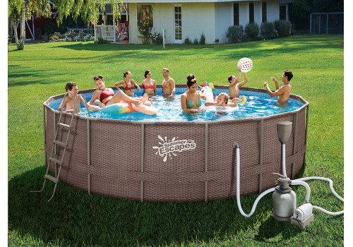 Р20-1248-S Каркасный бассейн круглый 366х122см Summer Escapes, фильтр-насос песчаный 4100 л/ч