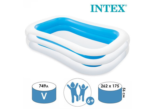 56483 Intex Детский надувной бассейн 262х175х56см, 749л, от 6 лет